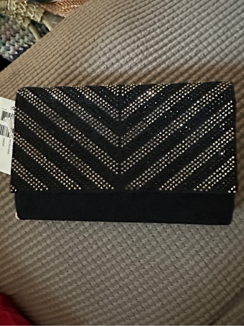 Call It Spring Black Rhinestone Chevron Clutch
